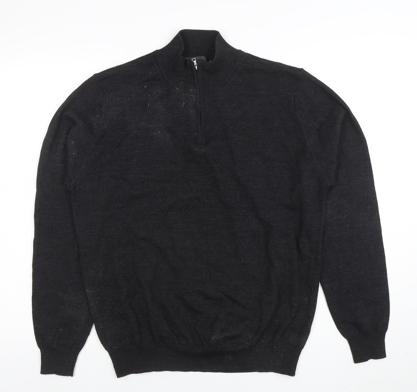 Mens UK Size L Marks and Spencer Black Full Zip Jumper