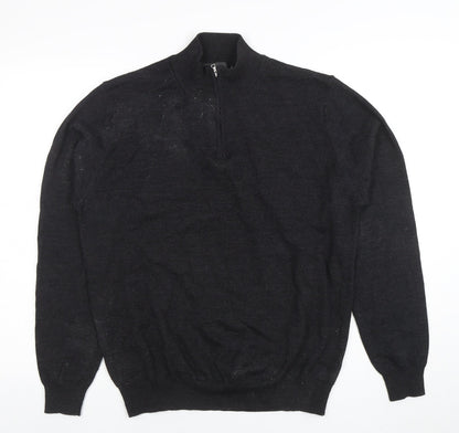 Mens UK Size L Marks and Spencer Black Full Zip Jumper