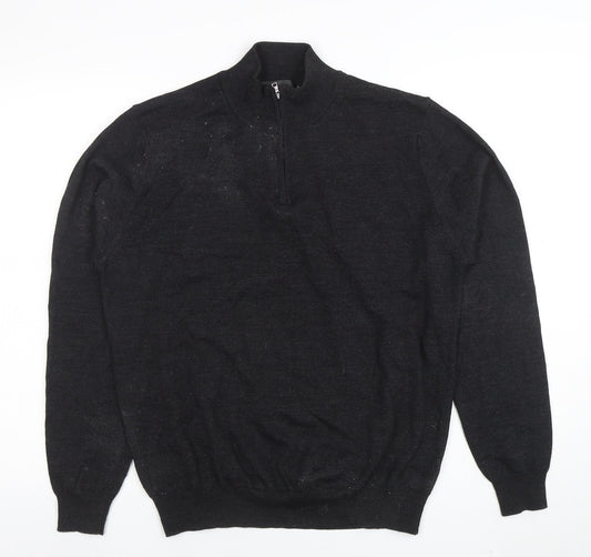 Mens UK Size L Marks and Spencer Black Full Zip Jumper