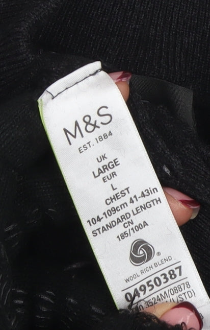 Mens UK Size L Marks and Spencer Black Full Zip Jumper