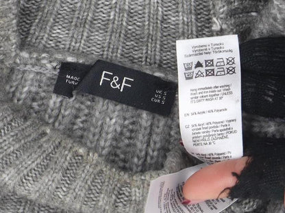 Womens UK Size S F&F Grey Pullover Jumper