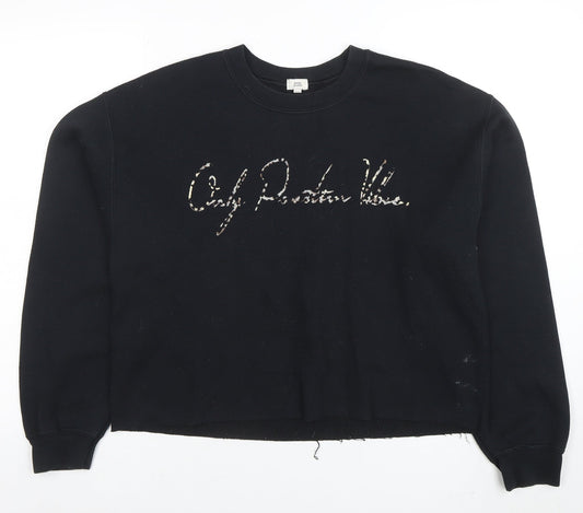 Womens UK Size S River Island Black Pullover Sweatshirt