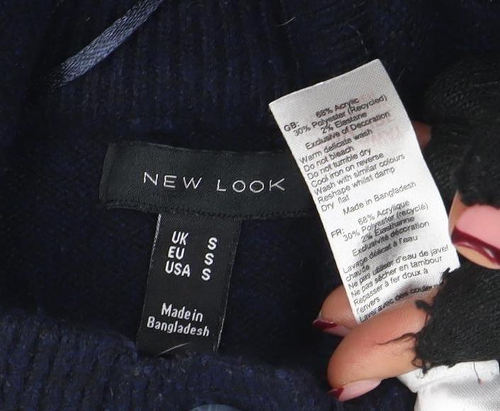 Womens UK Size S New Look Navy Henley Jumper