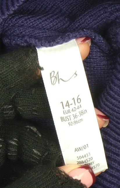 Womens UK Size 14-16 BHS Purple Pullover Jumper