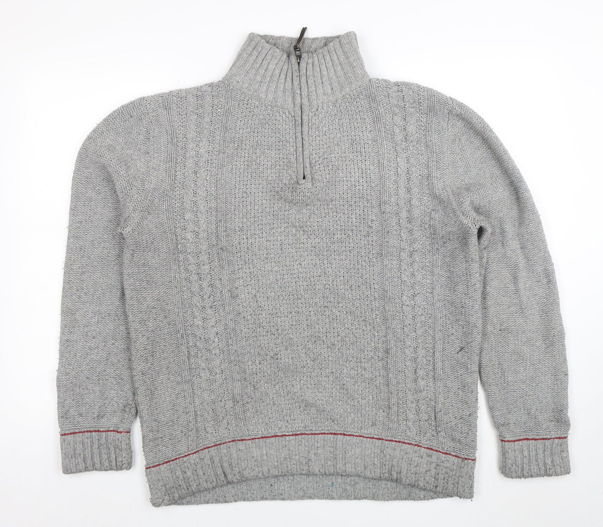 Mens UK Size L Woolrich Grey Half Zip Jumper