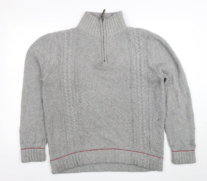 Mens UK Size L Woolrich Grey Half Zip Jumper