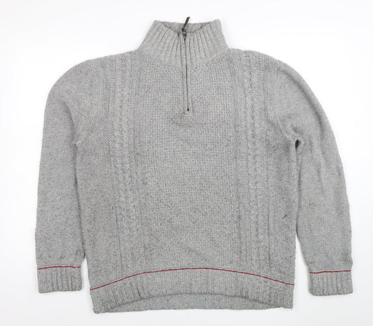 Mens UK Size L Woolrich Grey Half Zip Jumper