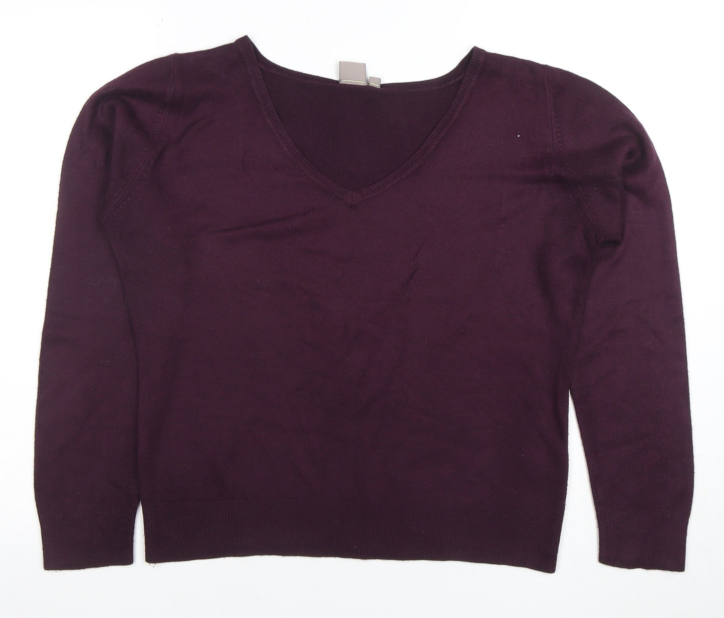 TU Women’s Purple V-Neck Acrylic Knit Jumper Size 14