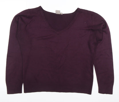 TU Women’s Purple V-Neck Acrylic Knit Jumper Size 14