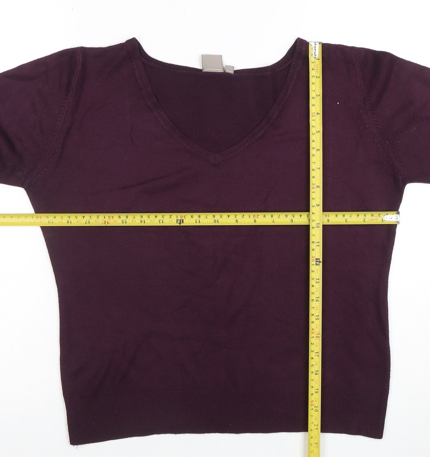TU Women’s Purple V-Neck Acrylic Knit Jumper Size 14