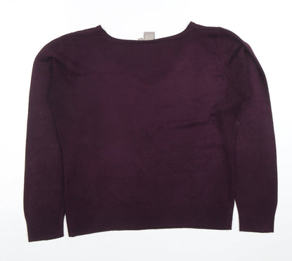 TU Women’s Purple V-Neck Acrylic Knit Jumper Size 14
