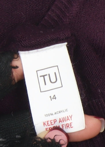 TU Women’s Purple V-Neck Acrylic Knit Jumper Size 14