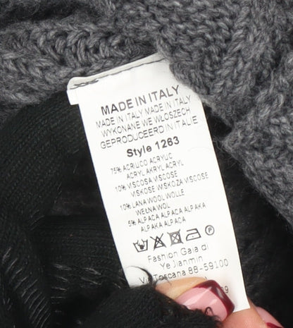 Collezione Gaia Women's Grey Chunky Knit V-Neck Button Cardigan S