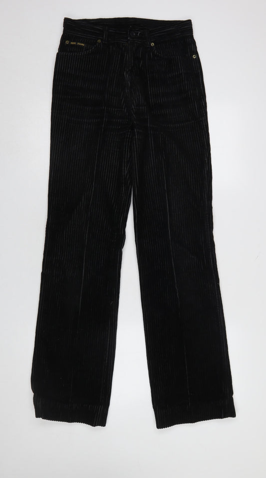 Womens UK Size 30 Pepe Jeans Regular Fit Casual Workwear Black Trousers