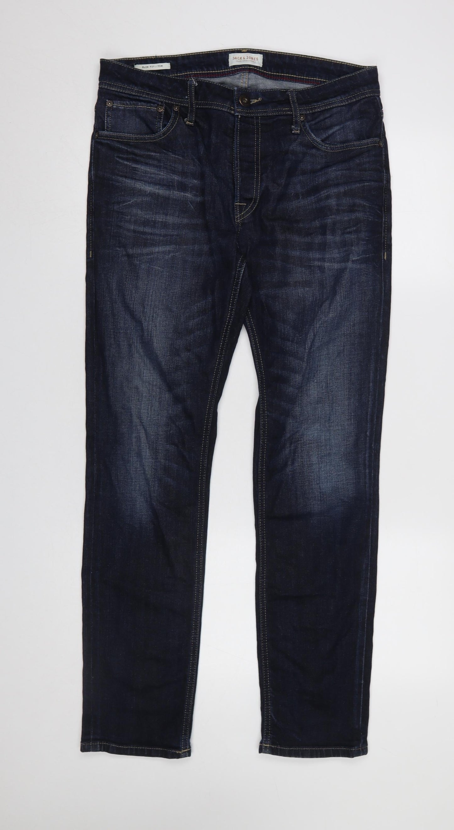 Mens UK Size M JACK & JONES Regular Fit Straight Blue Jeans