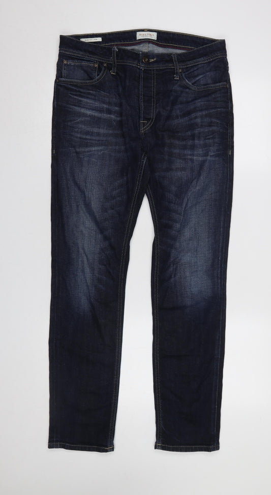 Mens UK Size M JACK & JONES Regular Fit Straight Blue Jeans
