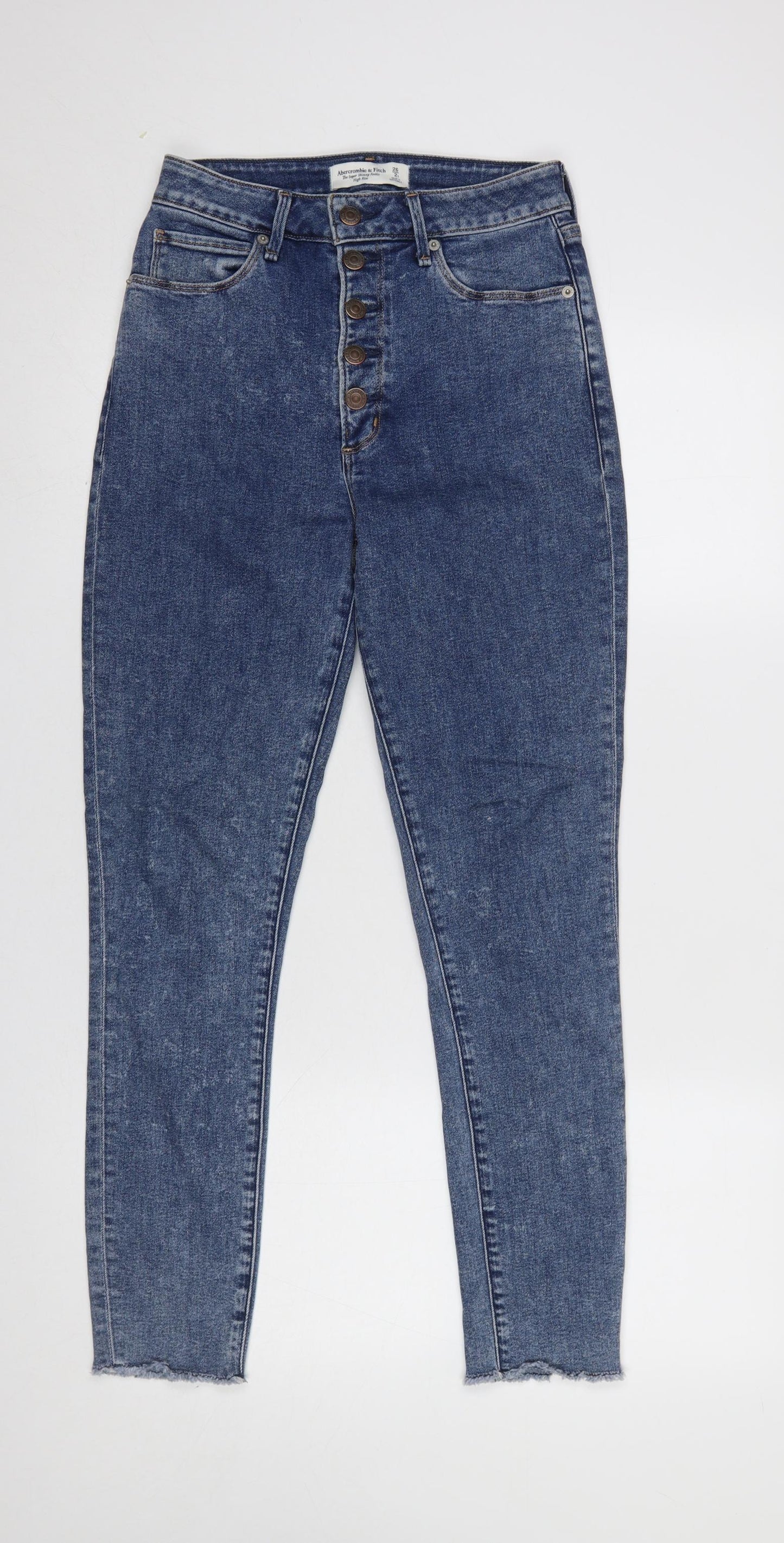 Womens UK Size 8 Abercrombie & Fitch Slim Fit Ankle Blue Jeans