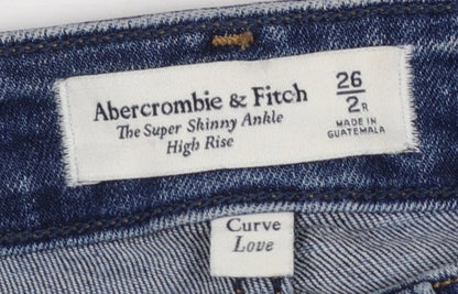 Womens UK Size 8 Abercrombie & Fitch Slim Fit Ankle Blue Jeans