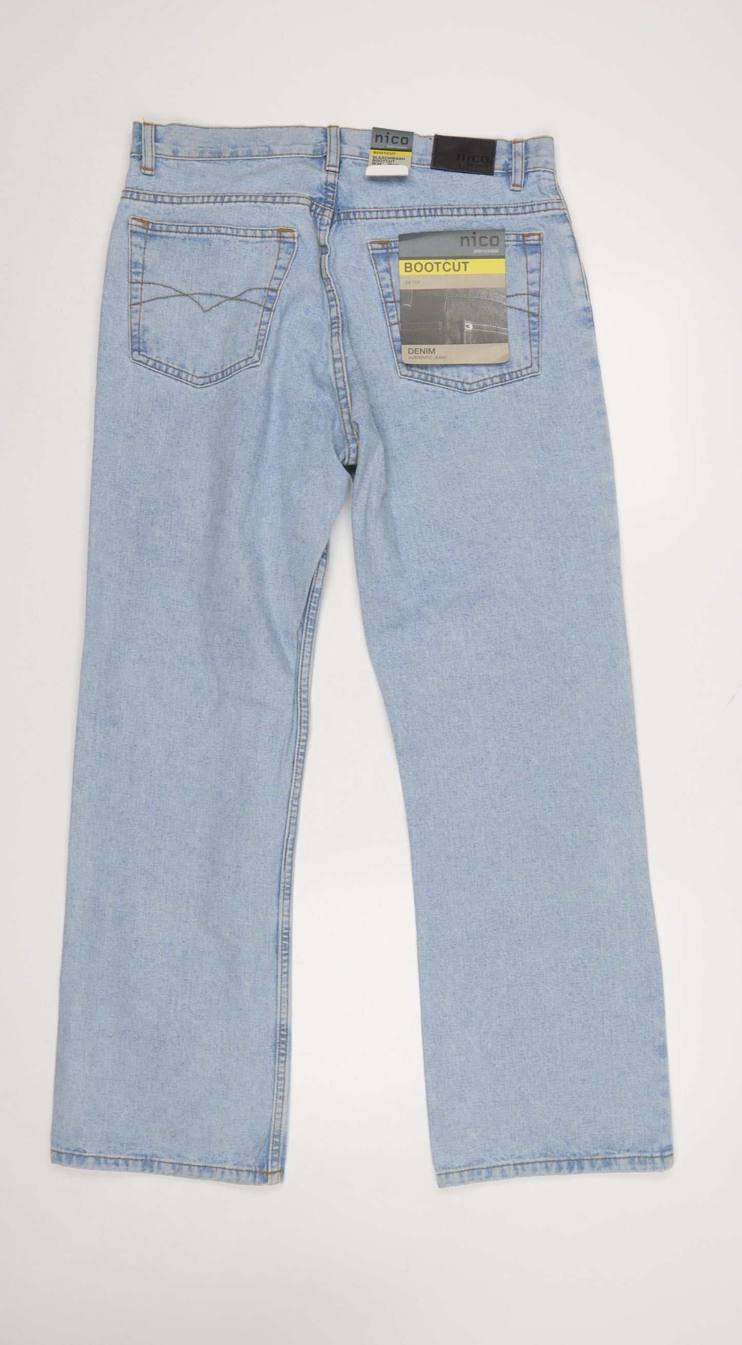 Nico Jeanswear Men's Blue Bootcut Denim Jeans W34S L30 100% Cotton