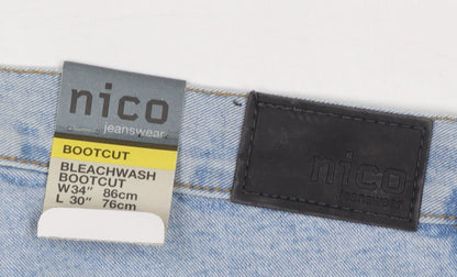 Nico Jeanswear Men's Blue Bootcut Denim Jeans W34S L30 100% Cotton
