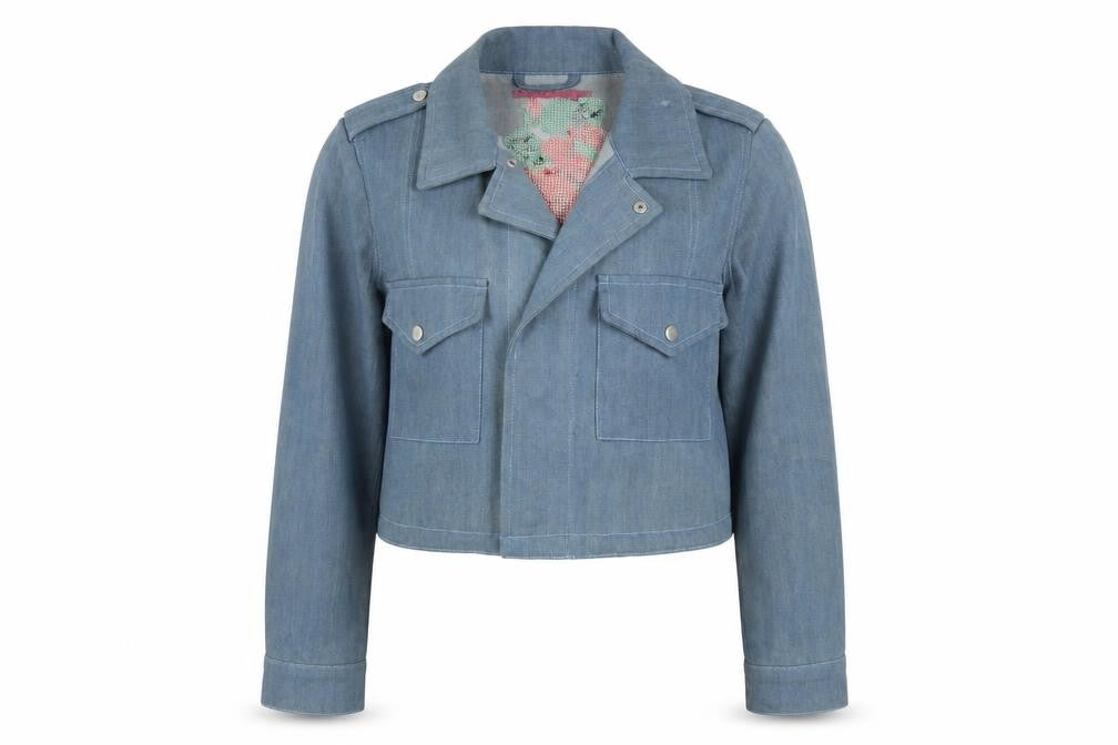 Womens UK Size 8 Boohoo Blue Biker Coat