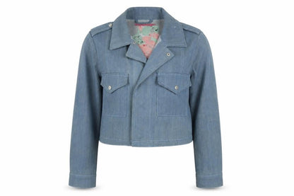 Womens UK Size 8 Boohoo Blue Biker Coat