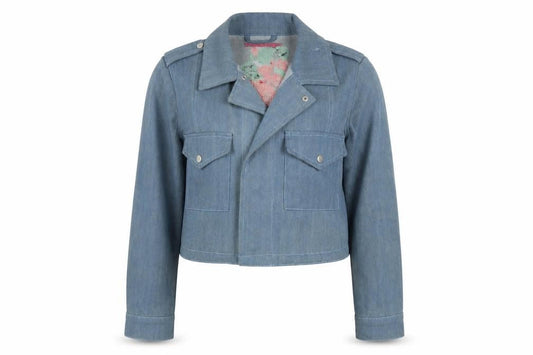 Womens UK Size 8 Boohoo Blue Biker Coat