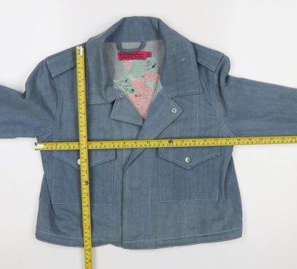 Womens UK Size 8 Boohoo Blue Biker Coat