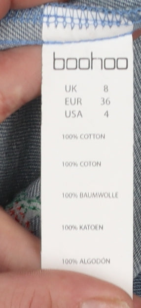 Womens UK Size 8 Boohoo Blue Biker Coat