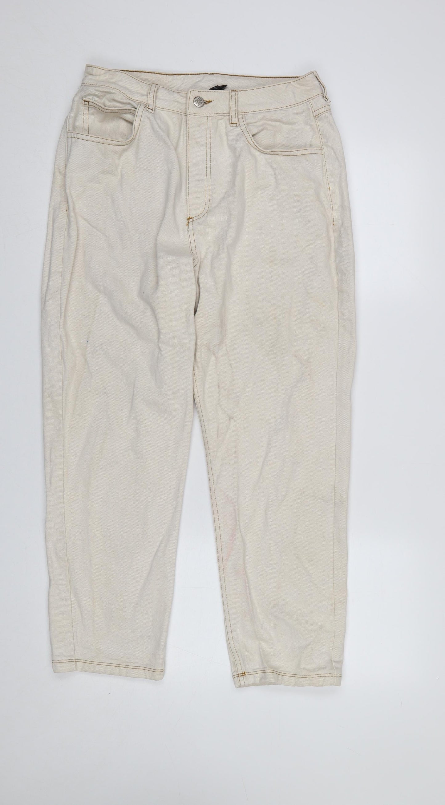 Womens UK Size 12 Reclaimed Vintage Regular Fit Mom Beige Jeans