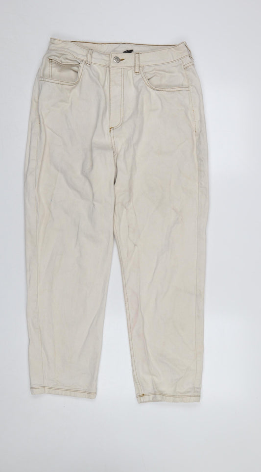 Womens UK Size 12 Reclaimed Vintage Regular Fit Mom Beige Jeans