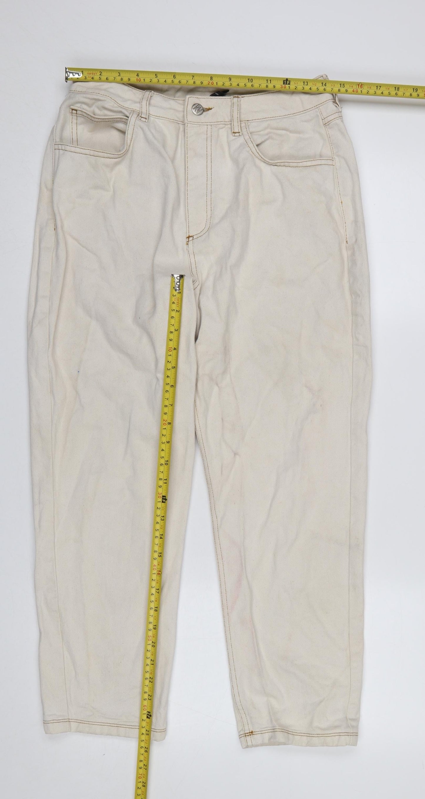 Womens UK Size 12 Reclaimed Vintage Regular Fit Mom Beige Jeans