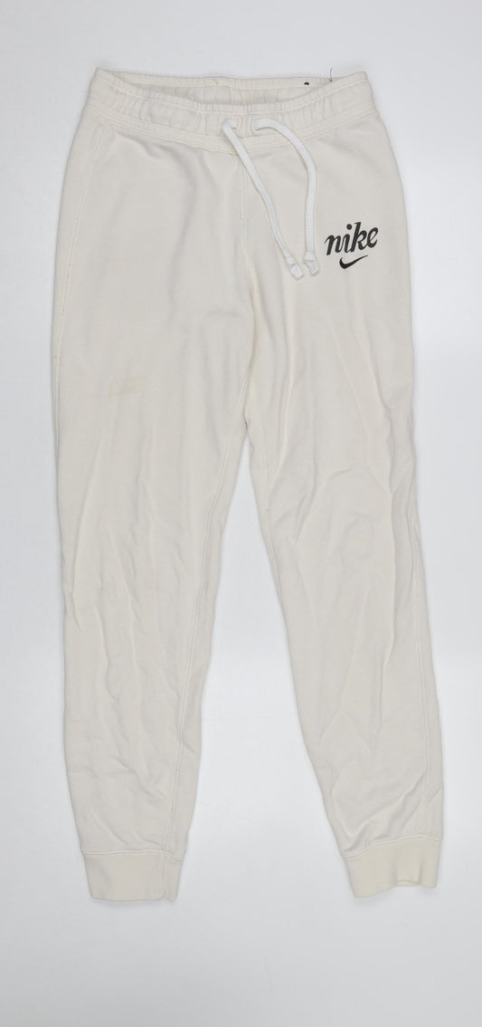 Womens UK Size S Nike Regular Fit Jogger Ivory Trousers
