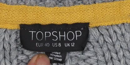 Womens UK Size 12 Topshop Grey Pullover Jumper