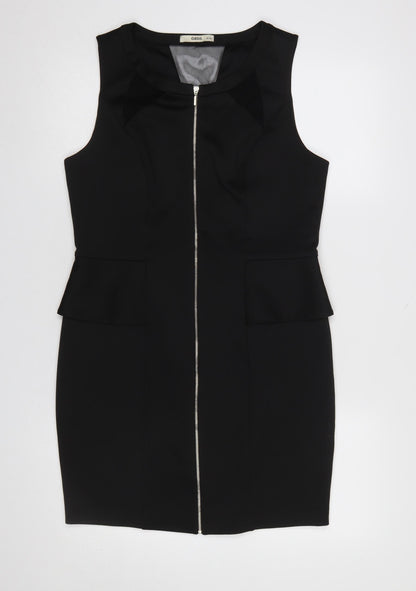 Oasis Women’s Black Size 16 Sleeveless Peplum Zip Pencil Dress
