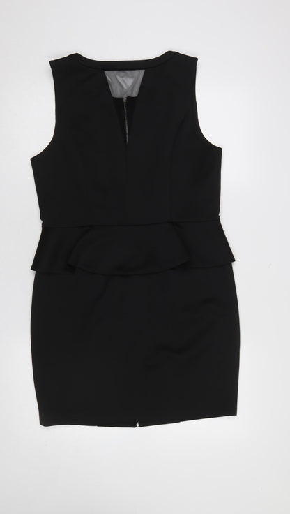 Oasis Women’s Black Size 16 Sleeveless Peplum Zip Pencil Dress