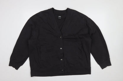 Womens UK Size M Zara Black Cardigan Sweatshirt