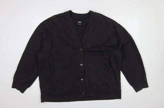 Womens UK Size M Zara Black Cardigan Sweatshirt