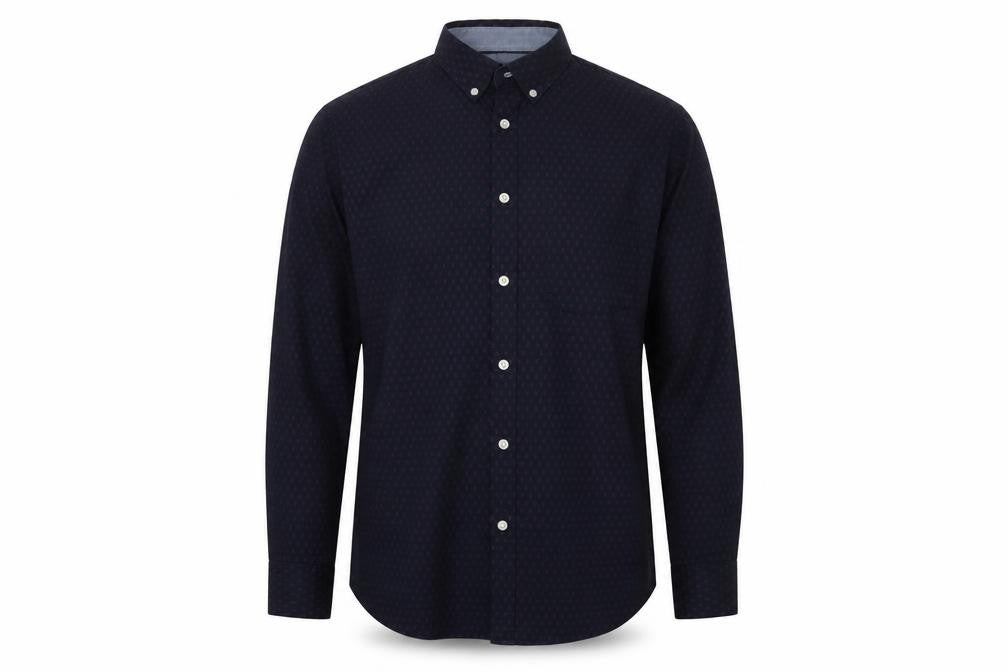 Jack & Jones Men's Blue Geometric Button-Down Cotton Shirt Medium