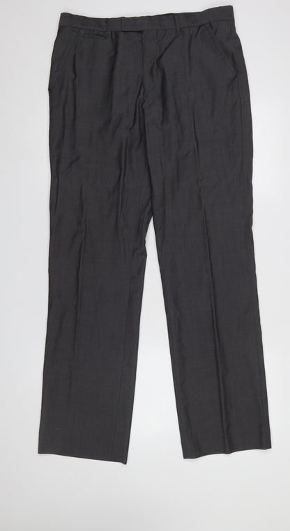 Mens UK Size L Lost Boys Classic Fit Dress Pants Black Trousers