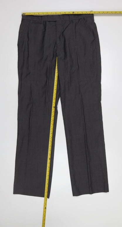 Mens UK Size L Lost Boys Classic Fit Dress Pants Black Trousers