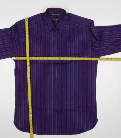 Marks and Spencer Autograph Men’s Purple Striped Cotton Shirt 15 M