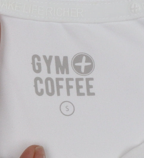 Womens UK Size S Gym+Coffee White Gym & Training Running & Jogging Yoga T-Shirt