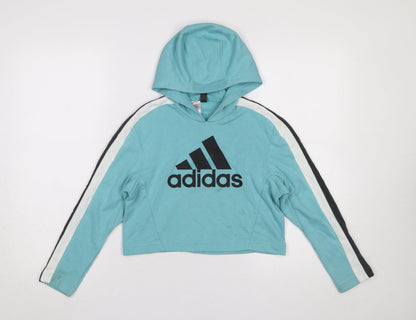 Girls UK Size 9-10 Years adidas Blue Pullover Hoodie