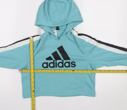 Girls UK Size 9-10 Years adidas Blue Pullover Hoodie