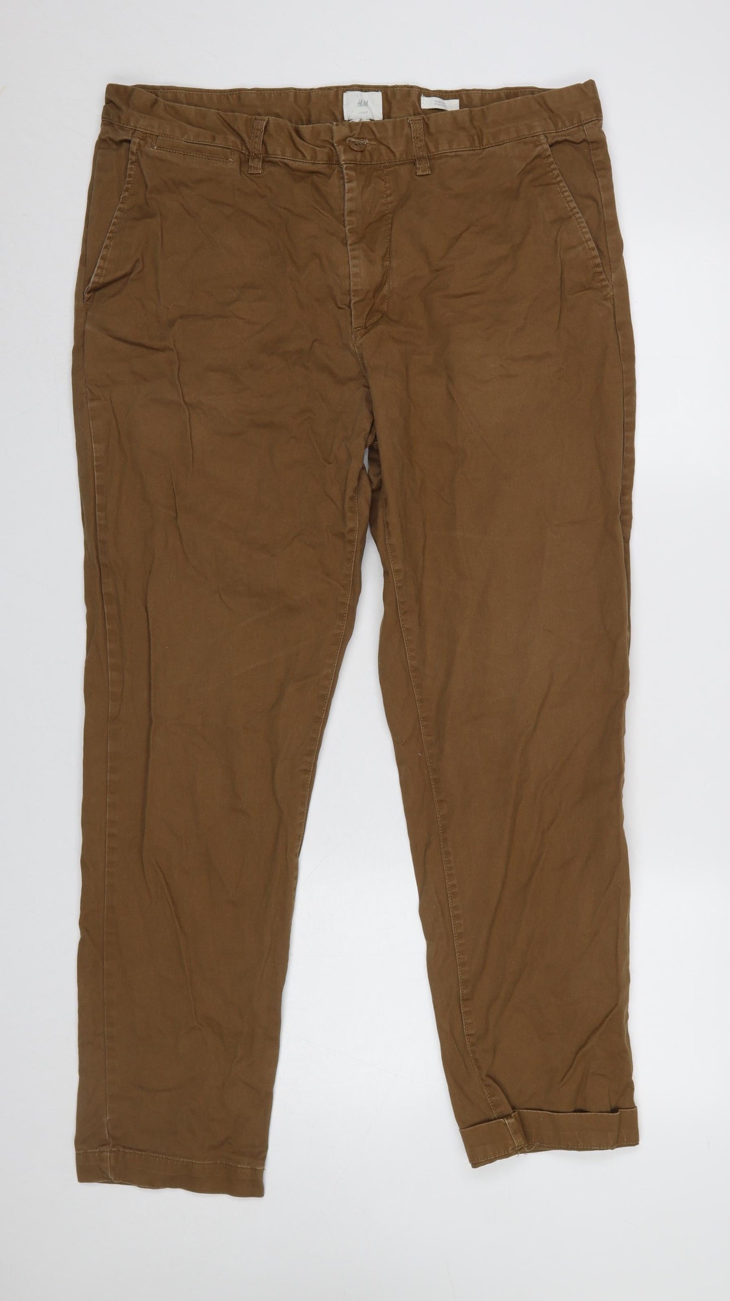 Mens UK Size L H&M Regular Fit Chino Brown Trousers