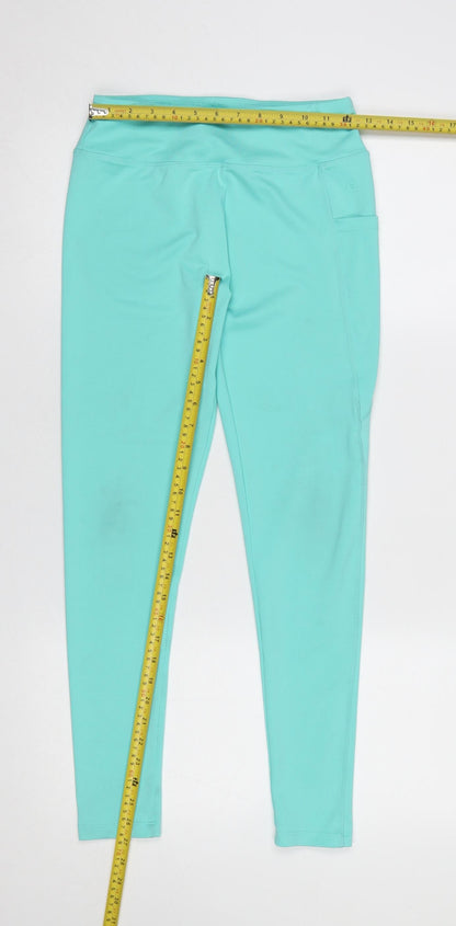 Leigh Tucker Willow Girls Blue Ankle Leggings Size L 26in Waist Stretch Pockets
