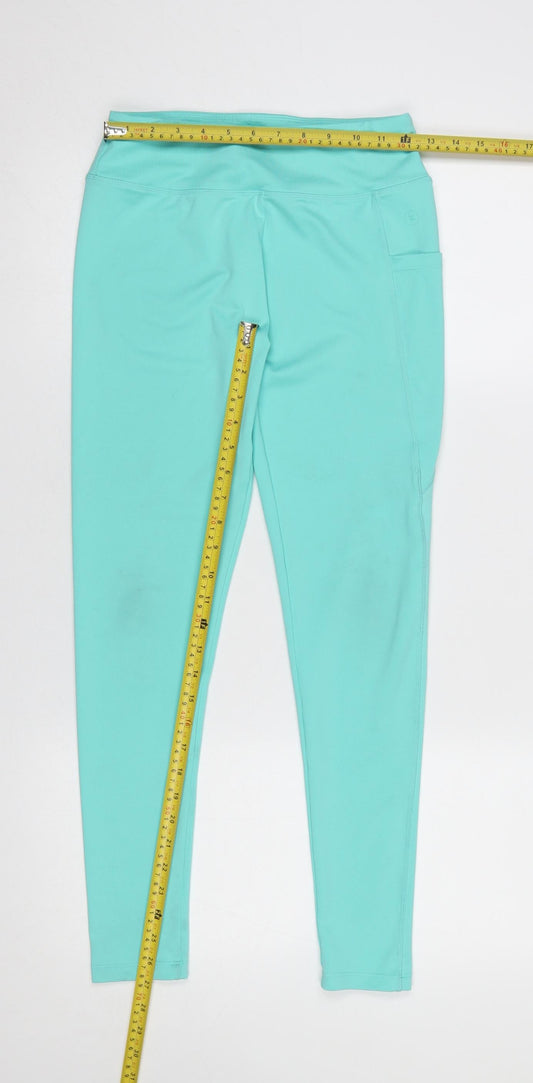 Leigh Tucker Willow Girls Blue Ankle Leggings Size L 26in Waist Stretch Pockets