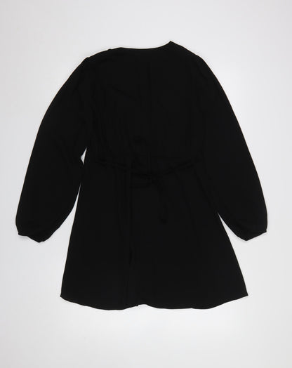 Dunnes Women's Black A-Line Button Front Dress Size 10