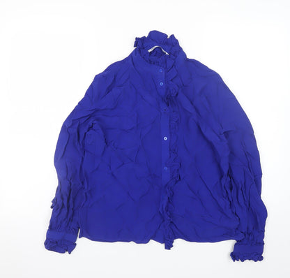 Womens UK Size 12 Zara Blue Basic Blouse